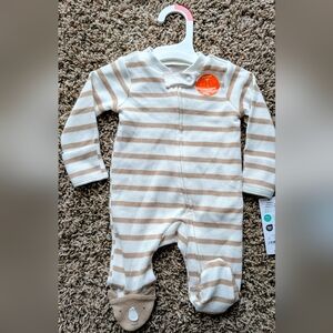 Carter's Tan and White Striped Footie